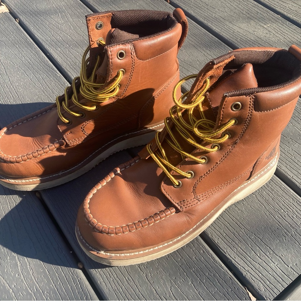 Texas Steer Work Farm Moccasin Boots Leather Mens 9.5 GC